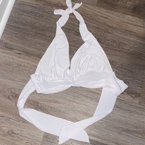 White Halter Bikini Top